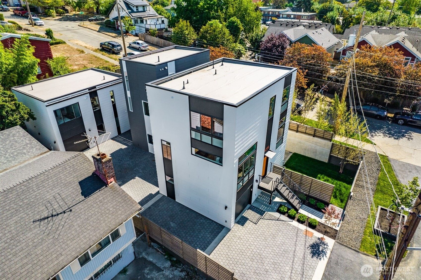 Aerial view of modern homes in Seward Park